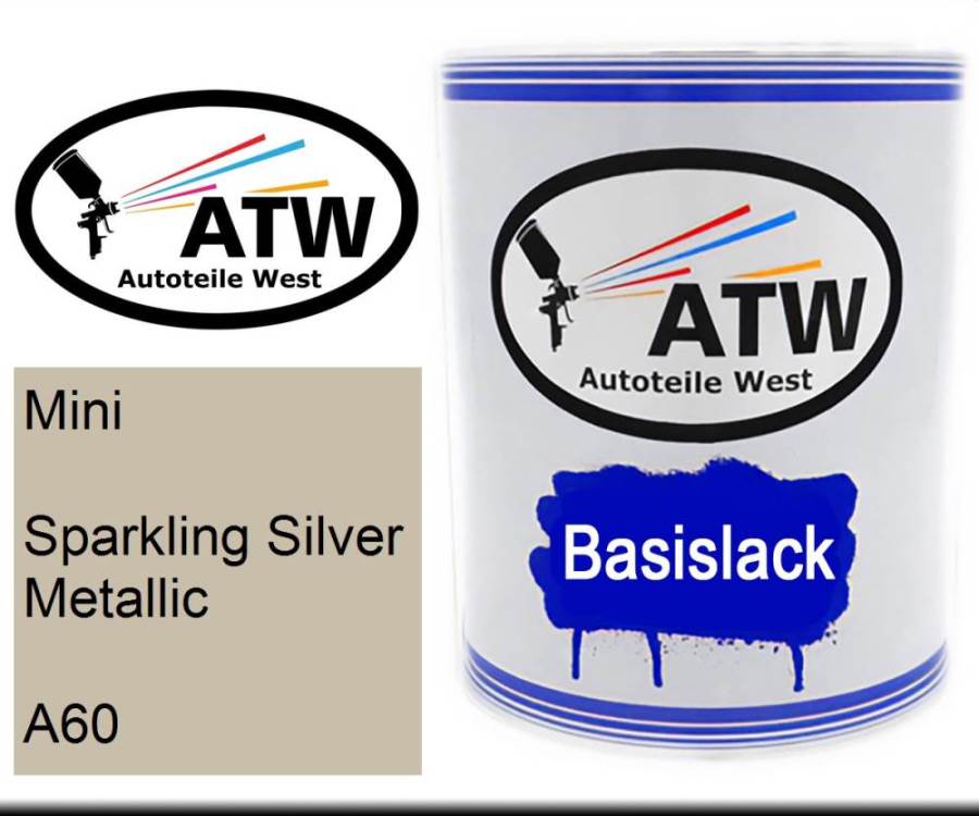 Mini, Sparkling Silver Metallic, A60: 1L Lackdose, von ATW Autoteile West.